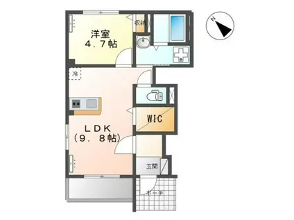 シンシアデュライトR紫原(1LDK/1階)の間取り写真