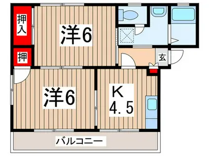 中村ハイツ(2K/2階)の間取り写真