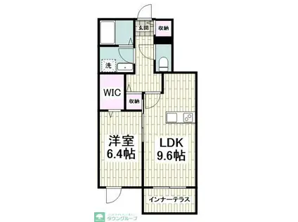 クレール・エ・ボウIII(1LDK/1階)の間取り写真