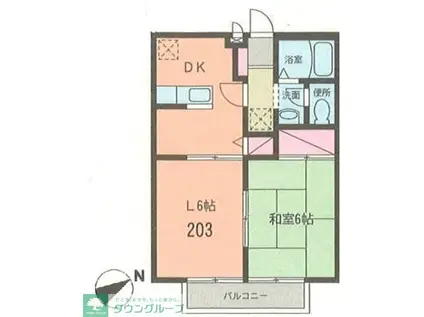 サンライズコース都筑(2DK/2階)の間取り写真