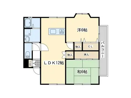 サラダボール北(2LDK/1階)の間取り写真