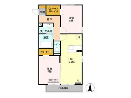 グランシーバ I(2LDK/1階)の間取り写真