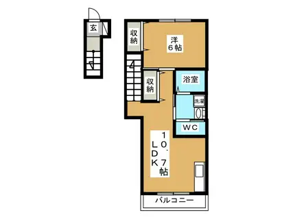 テラス赤松町(1LDK/2階)の間取り写真