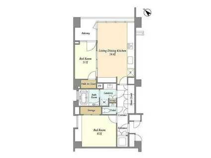 ストーリア赤坂(2LDK/2階)の間取り写真