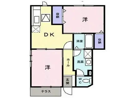 エステ-トヒルズ B(2DK/1階)の間取り写真