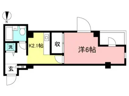 ドウェル武蔵野(1K/4階)の間取り写真
