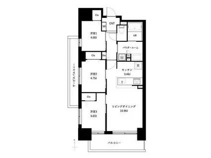 アーバンパーク谷在家(3LDK/3階)の間取り写真