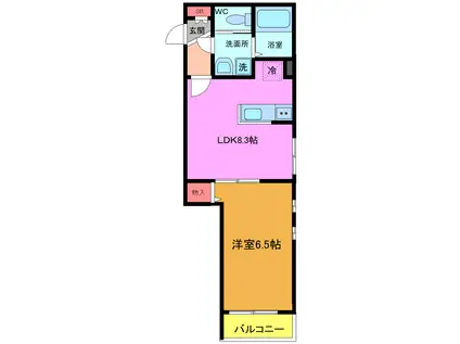 フロイデ津田沼(1LDK/1階)の間取り写真