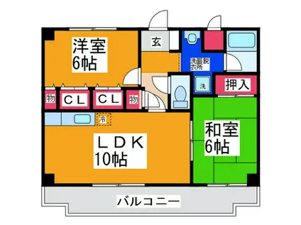 ラ・シーヌ恵我之荘(2LDK/1階)の間取り写真