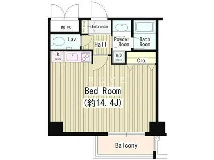 WAT`S 白金(1K/6階)の間取り写真