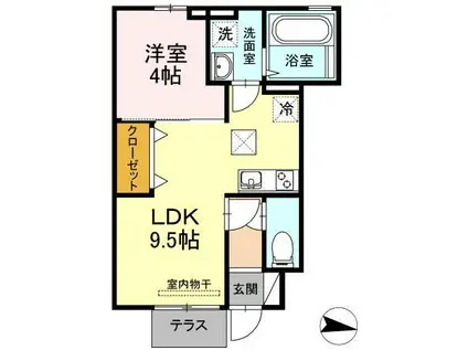 コージィーコートプルミエ(1LDK/1階)の間取り写真