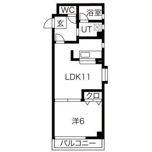 ウイスタリア荒子(1LDK/3階)の間取り写真
