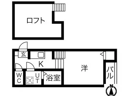 アルメリアII(1K/2階)の間取り写真