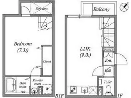 LEGALAND都立大学II(1LDK/1階)の間取り写真
