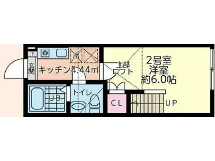 仮シティハイツ高幡不動(1K/2階)の間取り写真