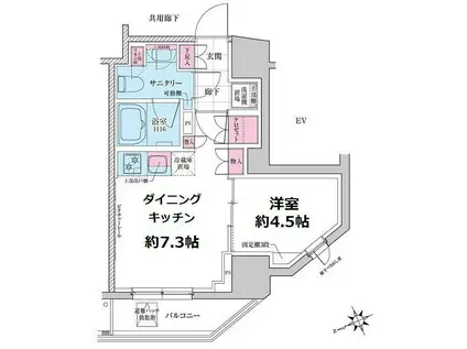 ステラメゾン三軒茶屋(1DK/4階)の間取り写真