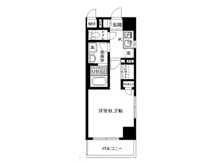 レクレドール豊洲(1K/2階)の間取り写真