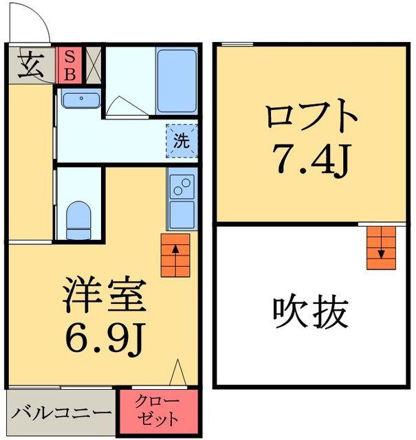 ESCADA SOGA(1K/2階)の間取り写真