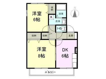 ウィステリア沢村B(2DK/1階)の間取り写真