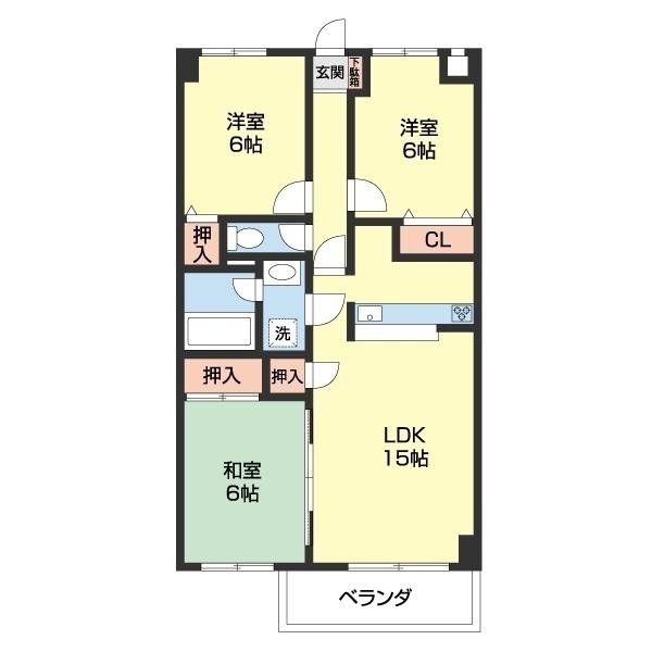 メイプルハウス(3LDK/3階)の間取り写真