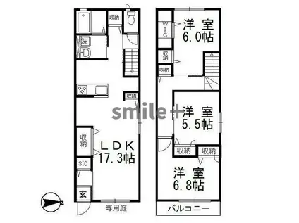 パークサイドハイムII(3LDK/1階)の間取り写真