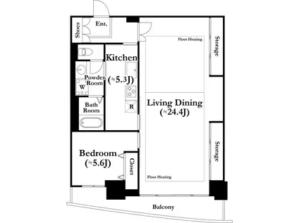 河田町ガーデン(1LDK/29階)の間取り写真