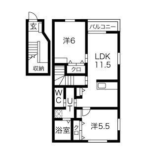 マノワール上里(2LDK/2階)の間取り写真