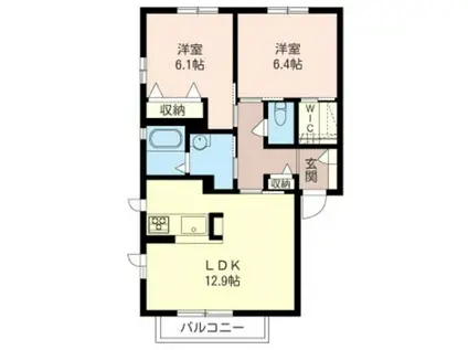 ソレアードA(2LDK/2階)の間取り写真