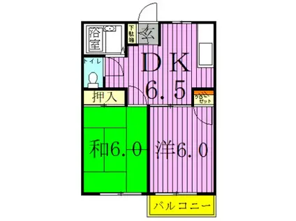 エリールI(2DK/2階)の間取り写真