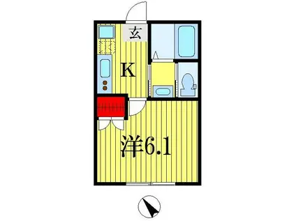 フォレストツインハウスII B棟(1K/2階)の間取り写真