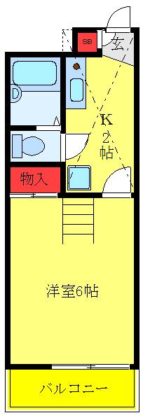 レオパレスボヌール(1K/2階)の間取り写真