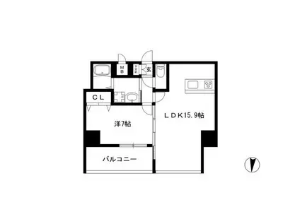 アンジュ栄(1LDK/7階)の間取り写真