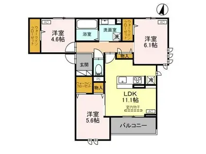 D-ROOMスクルド 202(3LDK/2階)の間取り写真