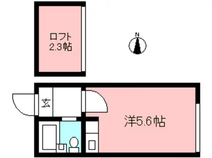 プラザドゥアドニスA棟(ワンルーム/2階)の間取り写真