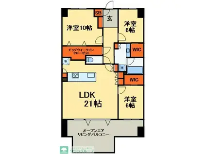 ヴェレーナシティ千葉ニュータウン中央アリーナ(3LDK/15階)の間取り写真