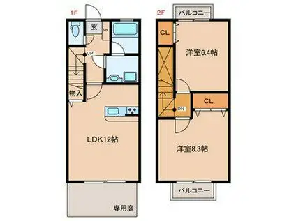 プレザントタウン(2LDK/1階)の間取り写真