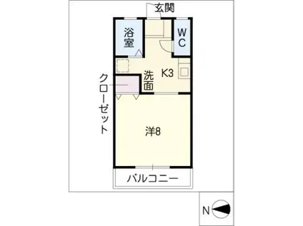 MILLENNIUM向ヶ丘(1K/1階)の間取り写真