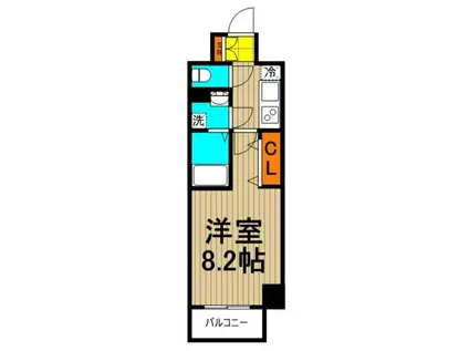 ウィルテラス深川住吉(1K/2階)の間取り写真