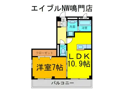 モンプリミエルラシオン(1LDK/1階)の間取り写真