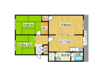 グリーンハイム嵯峨(3DK/5階)の間取り写真