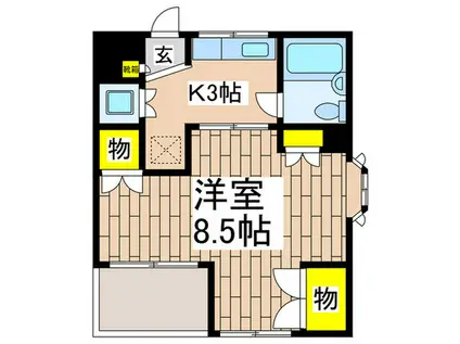 ルビーパレスヨコオ(1K/1階)の間取り写真