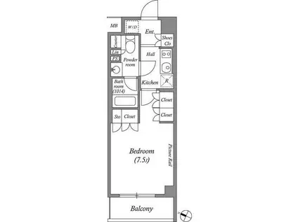 ルクレ西池袋(1K/3階)の間取り写真