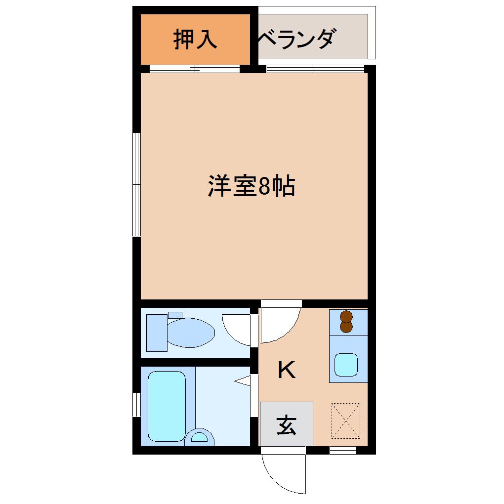 コーポオータム(1K/1階)の間取り写真