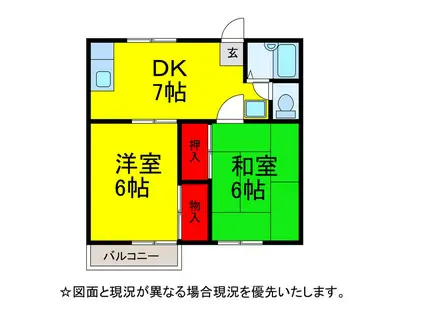 グリーンリーフ(2DK/2階)の間取り写真