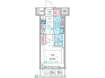 GENOVIA西川口III(1K/5階)の間取り写真