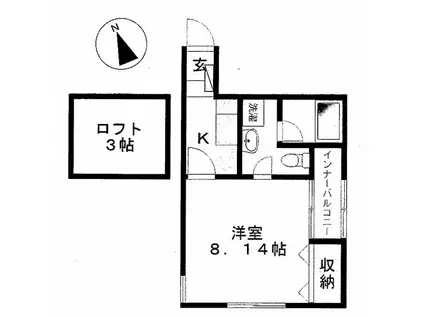 セゾンド・エル新津(1K/1階)の間取り写真