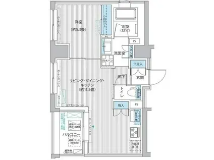 RODIA日本橋茅場町 旧御幸レジデンス日本橋茅場町(1LDK/3階)の間取り写真