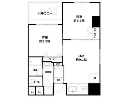 渋谷・表参道駅徒歩圏内 南西向き 好立地 (2LDK/4階)の間取り写真