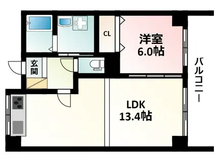 緑地JIROII(1LDK/14階)の間取り写真