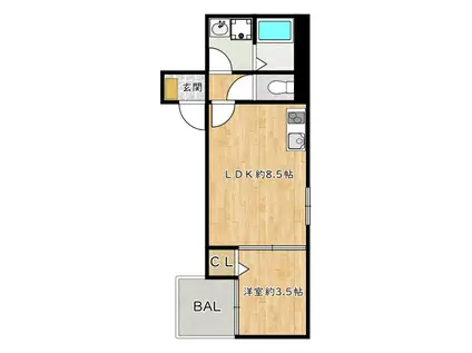 D PORTA CLAVEL(1LDK/2階)の間取り写真